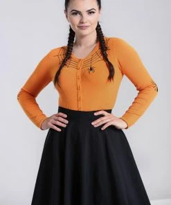 Hell Bunny Spider 50's Cardigan In Orange New In