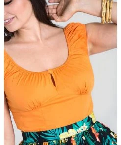 Hell Bunny Melissa 50's Top Orange Colour New In