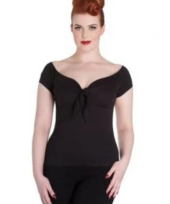 New In Hell Bunny Bardot 50's Top Black