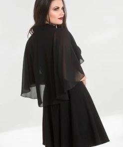 Hell Bunny Draco Cape Blouse Black
