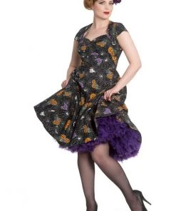 New In Hell Bunny Harlow Halloween 50's Swing Jurk Zwart