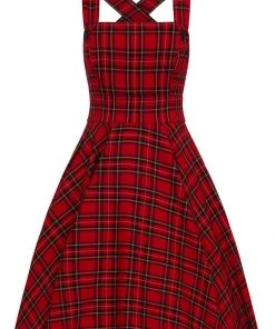 Hell Bunny Irvine Tartan 60's Pinafore Dress Red