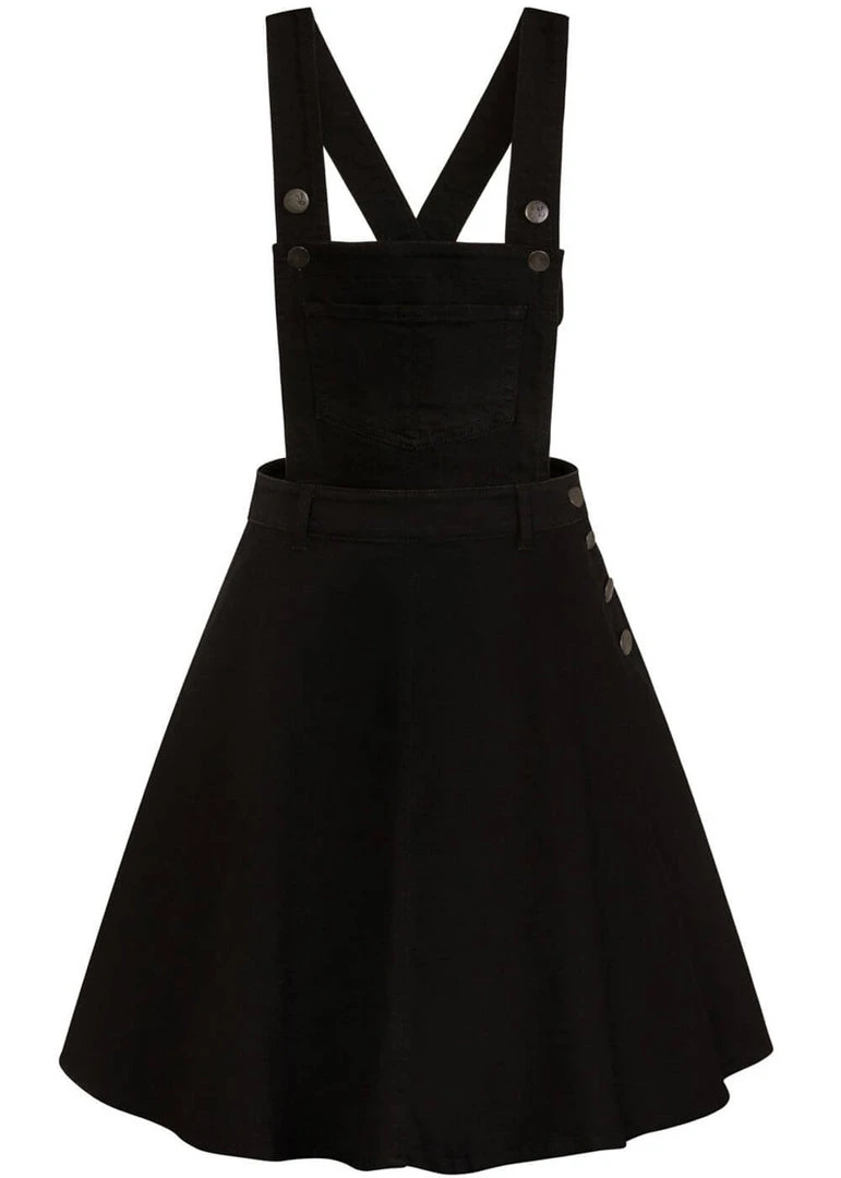 New In Hell Bunny Dakota 50's Pinafore Swing Dress Black