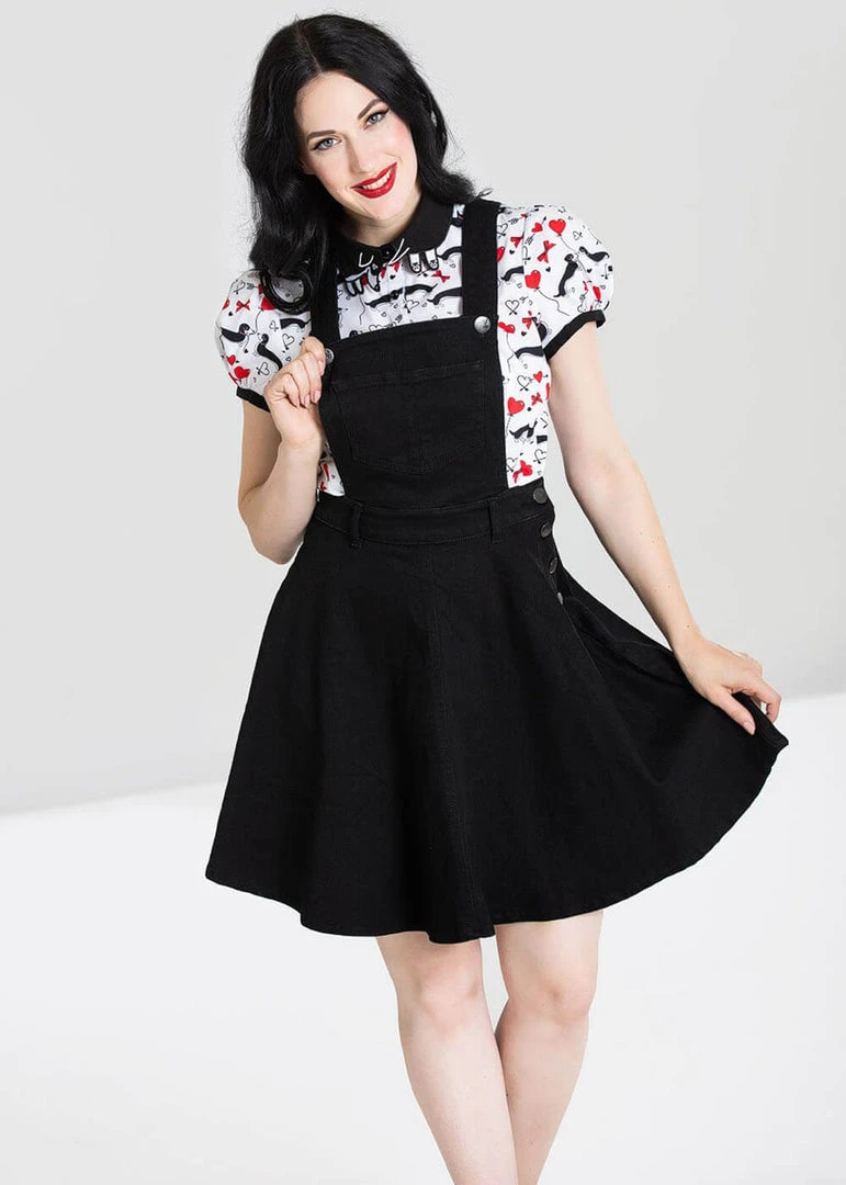 New In Hell Bunny Dakota 50's Pinafore Swing Dress Black