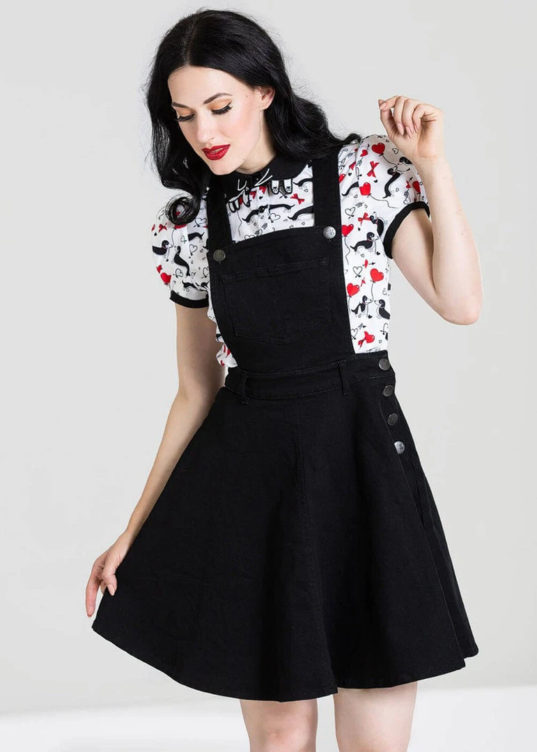 New In Hell Bunny Dakota 50's Pinafore Swing Dress Black