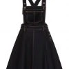 Hell Bunny Dakota 50's Pinafore Swing Dress Navy New In