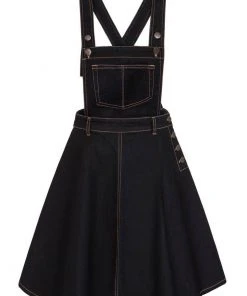 Hell Bunny Dakota 50's Pinafore Swing Dress Navy New In