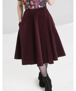 New In Hell Bunny Jefferson 70's Corduroy Swing Skirt Wine