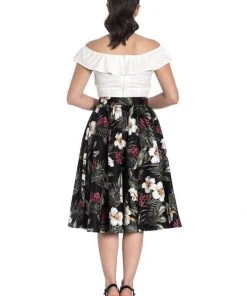 Hell Bunny Tahiti 50's Swing Skirt Black New In