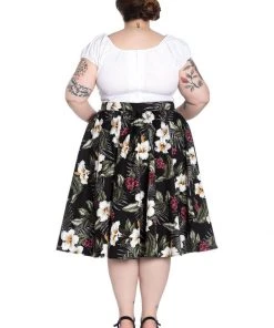 Hell Bunny Tahiti 50's Swing Skirt Black New In