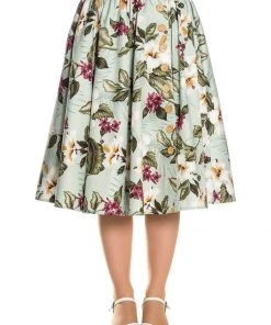 New In Hell Bunny Tahiti 50's Swing Skirt Green