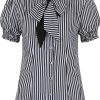 Hell Bunny Humbug 40's Blouse Black White New In