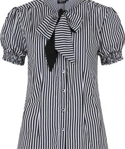 Hell Bunny Humbug 40's Blouse Black White New In