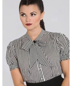 Hell Bunny Humbug 40's Blouse Black White New In