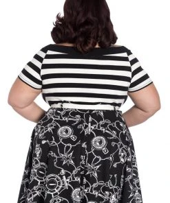 New In Hell Bunny Caithlin Striped Top Black White