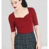 Hell Bunny Philippa 50's Top Burgundy Colour