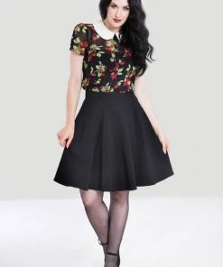 New In Hell Bunny Gabby 50's Swing Skirt Black