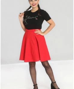 Hell Bunny Gabby 50's Swing Skirt Red New In