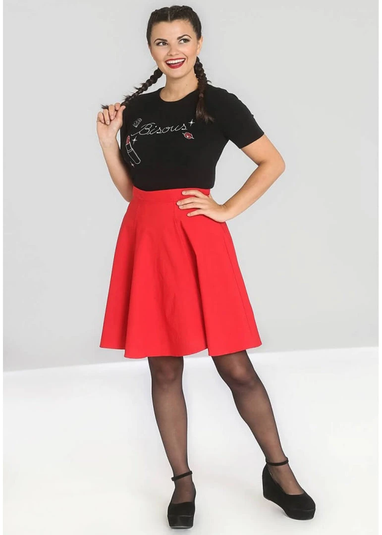Hell Bunny Gabby 50's Swing Skirt Red New In
