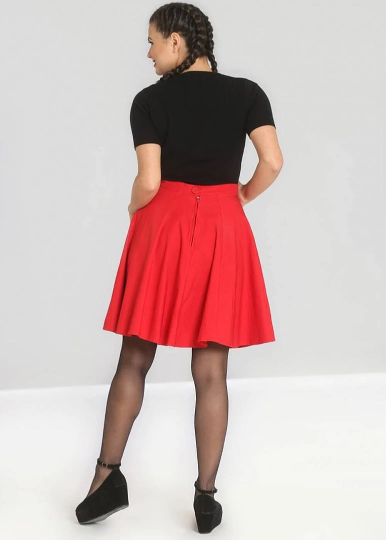 Hell Bunny Gabby 50's Swing Skirt Red New In