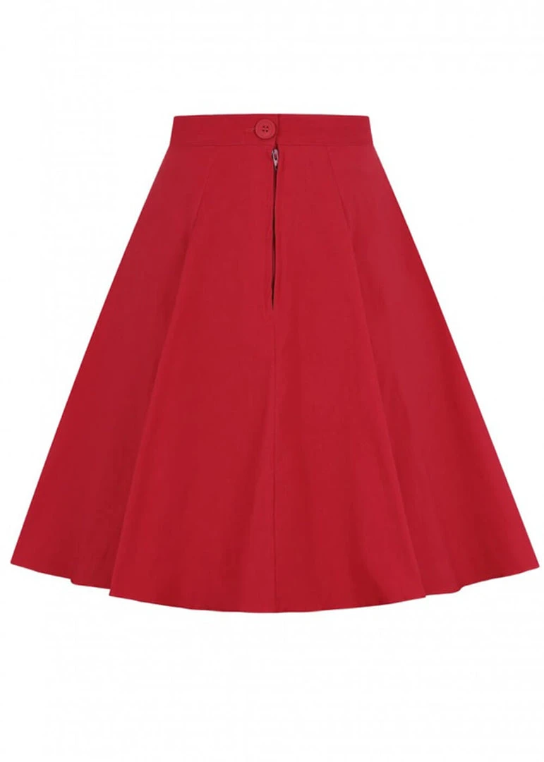 Hell Bunny Gabby 50's Swing Skirt Red New In