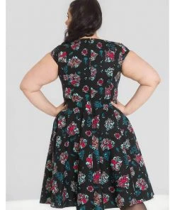 Hell Bunny Poseidon 50's Swing Dress Black New In