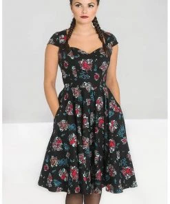 Hell Bunny Poseidon 50's Swing Dress Black New In