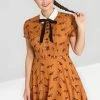 New In Hell Bunny Vixey Fox 40's Dress Brown