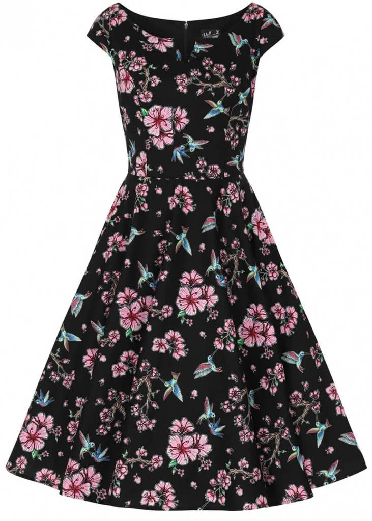 Hell Bunny Madison Hummingbird 50's Swing Dress Black