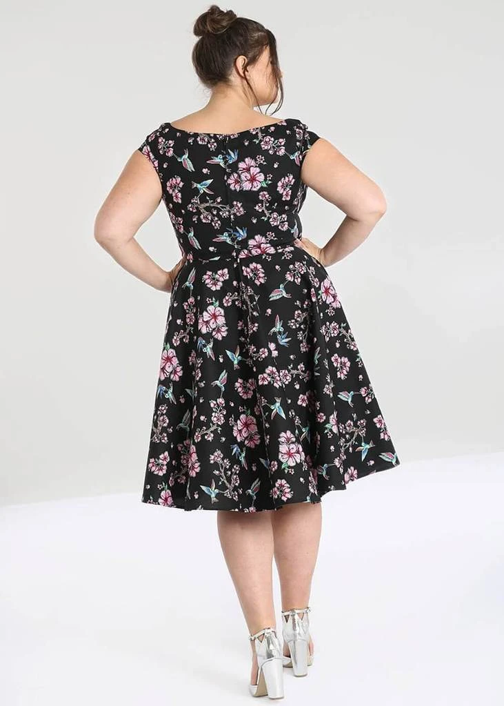 Hell Bunny Madison Hummingbird 50's Swing Dress Black