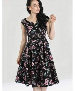 Hell Bunny Madison Hummingbird 50's Swing Dress Black