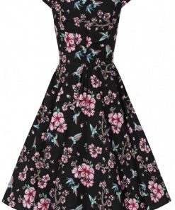 Hell Bunny Madison Hummingbird 50's Swing Dress Black
