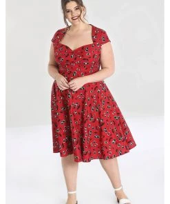 New In Hell Bunny Alison Cherry 50's Swing Dress Red