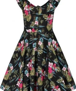 Hell Bunny Noa Noa Tiki 50's Mid Swing Dress Black New In