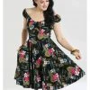 Hell Bunny Noa Noa Tiki 50's Mid Swing Dress Black New In