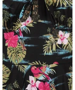Hell Bunny Noa Noa Tiki 50's Mid Swing Dress Black New In