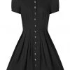 Hell Bunny Samara Ouija 60's Swing Dress Black New In