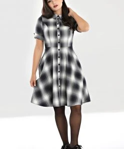 New In Hell Bunny Eddystone 50's Mid Swing Dress Grey