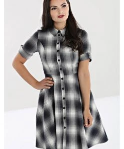New In Hell Bunny Eddystone 50's Mid Swing Dress Grey