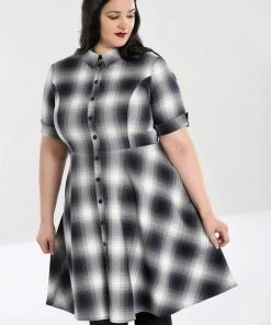 New In Hell Bunny Eddystone 50's Mid Swing Dress Grey