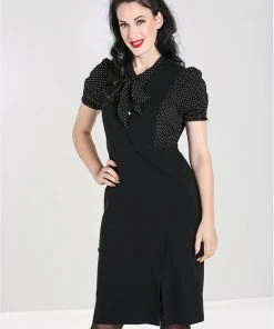 Hell Bunny Claire Pinafore 60's Swing Dress Black New In