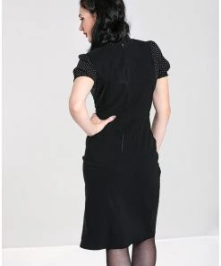 Hell Bunny Claire Pinafore 60's Swing Dress Black New In