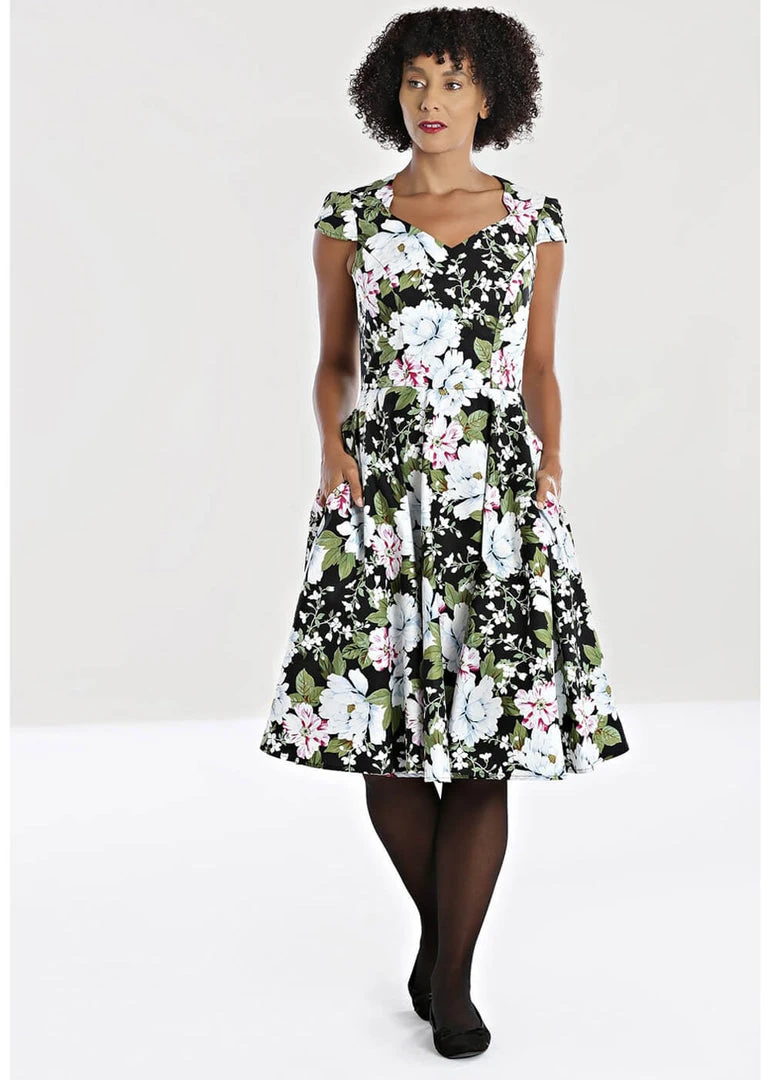 New In Hell Bunny Alba 50's Swing Dress Black