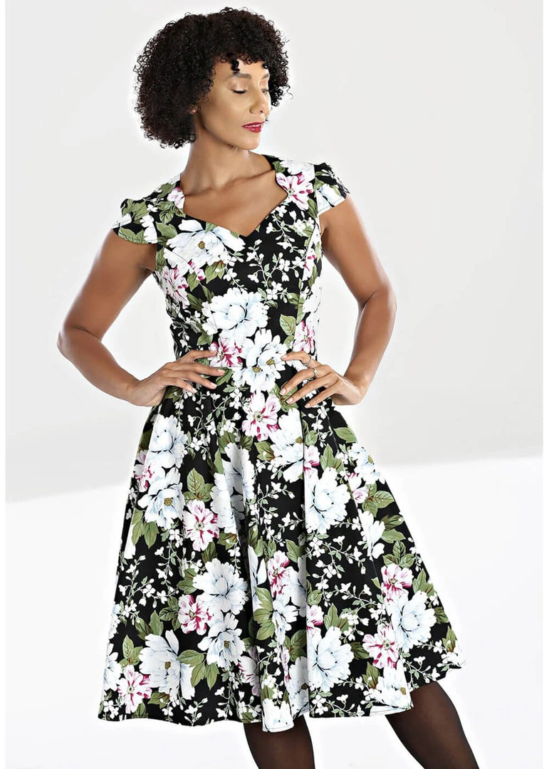 New In Hell Bunny Alba 50's Swing Dress Black