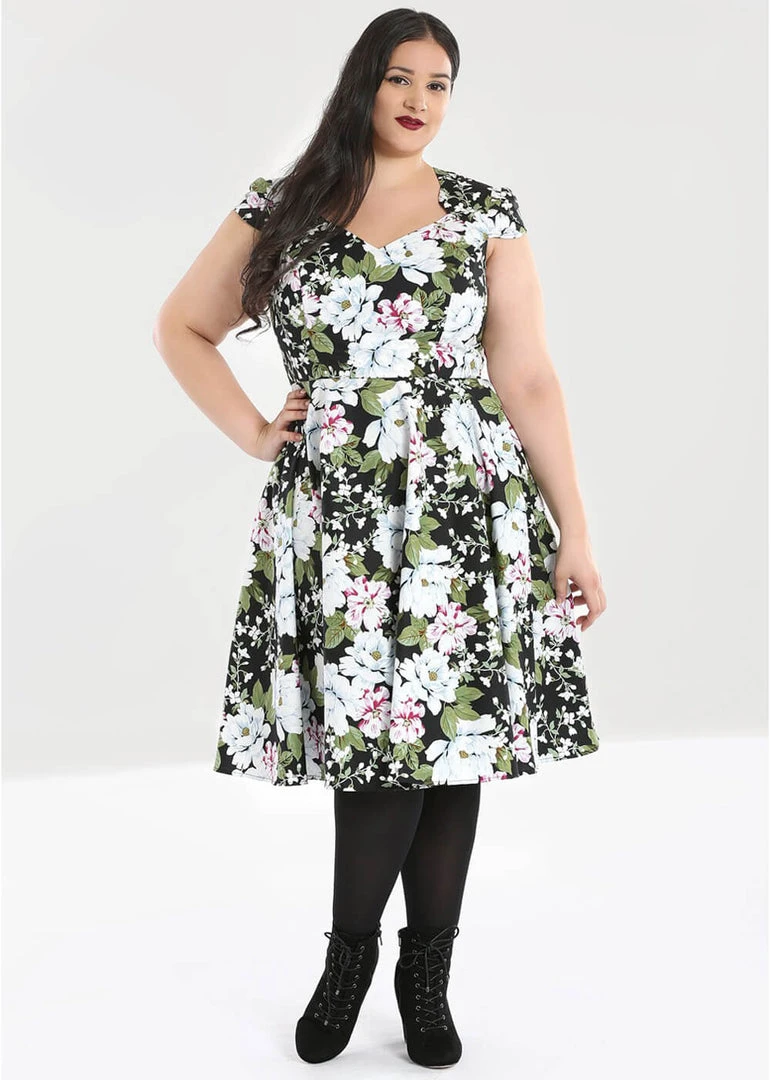 New In Hell Bunny Alba 50's Swing Dress Black