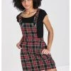 Hell Bunny Clash Tartan Pinafore 60's Dress Red