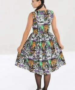 Hell Bunny Be Afraid Halloween 50's Swing Dress Multi New In