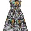 Hell Bunny Be Afraid Halloween 50's Swing Dress Multi New In
