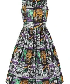 Hell Bunny Be Afraid Halloween 50's Swing Dress Multi New In