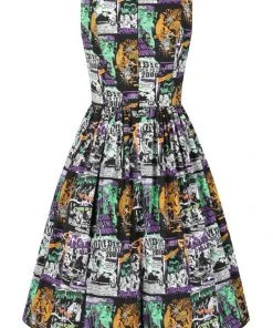 Hell Bunny Be Afraid Halloween 50's Swing Dress Multi New In